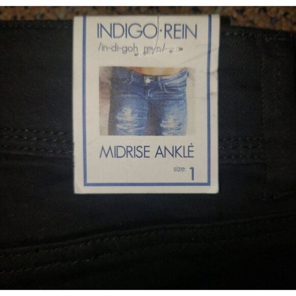 INDIGO Rein Mid Rise Ripped Ankle Skinny Jeans. Size Juniors 1. New With Tag $49 - Picture 5 of 5